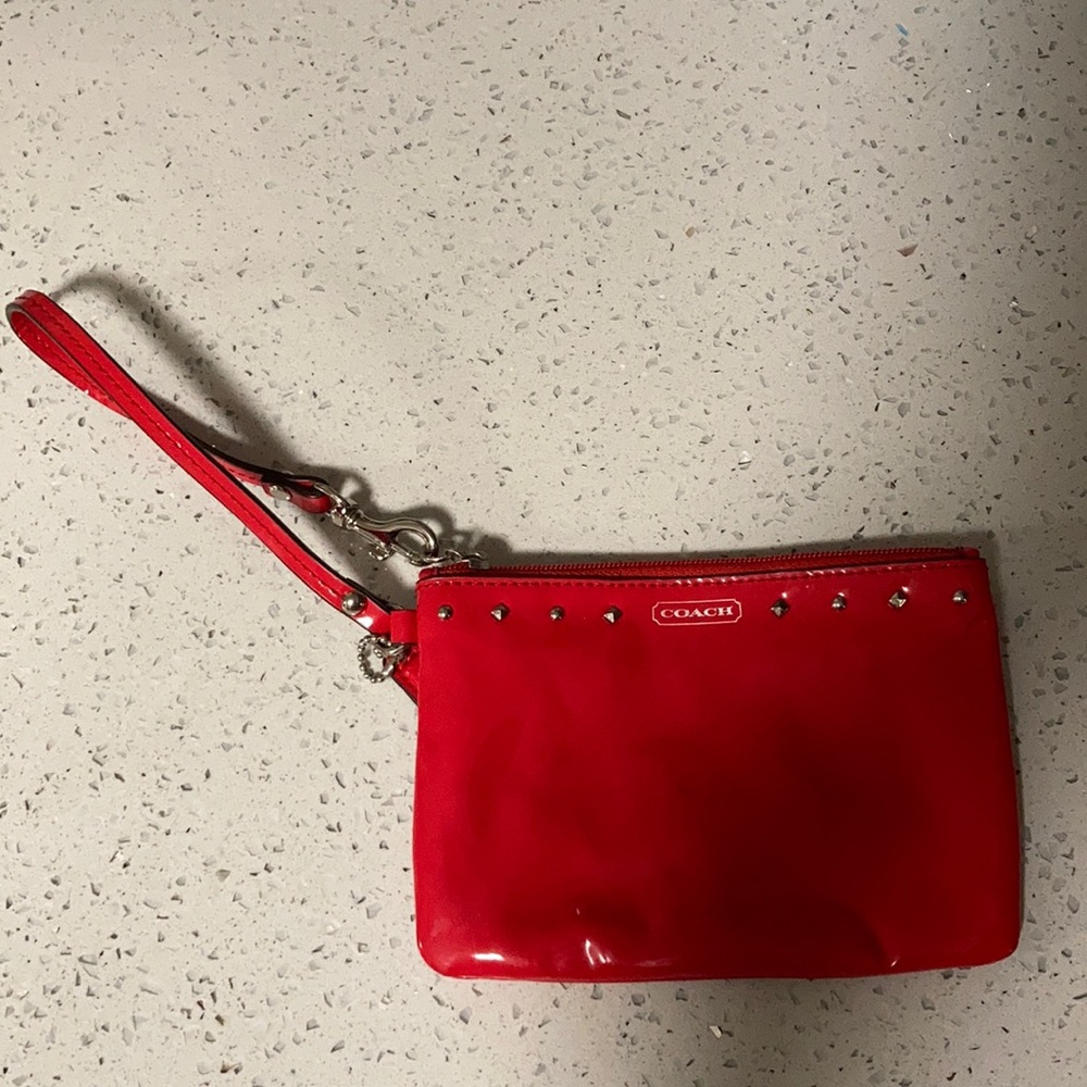 Authentic Coach Wristlet -Red with rhinestones